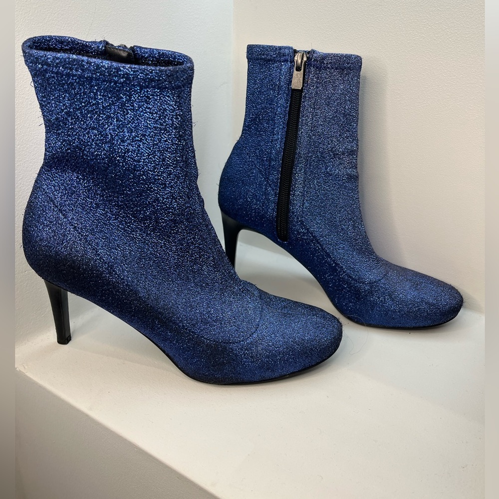 & OTHER STORIES Metallic Blue Shiny Sock Heels EUR 38
